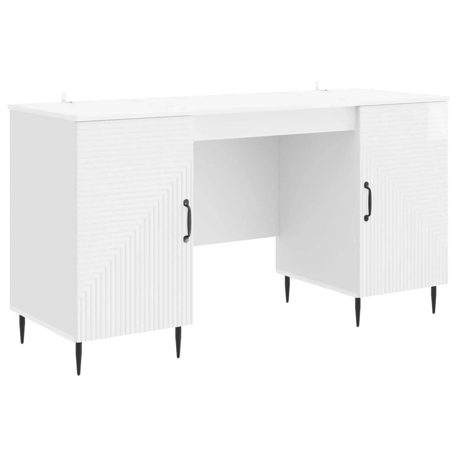 vidaXL Schreibtisch Hochglanz Weiß 142,5 x 50 x 75 cm Holzwerkstoff 3414607