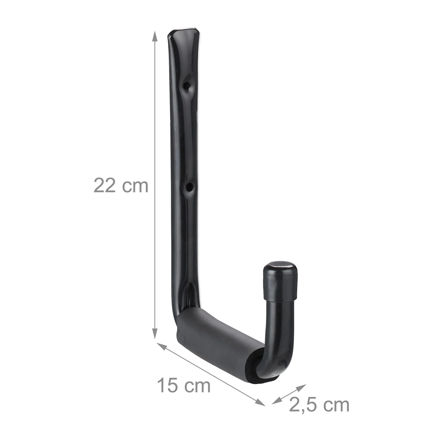 Relaxdays Wandhaken 6er Set Stahl Schwarz Schwerlast 22 cm x 2,5 cm x 15 cm_4