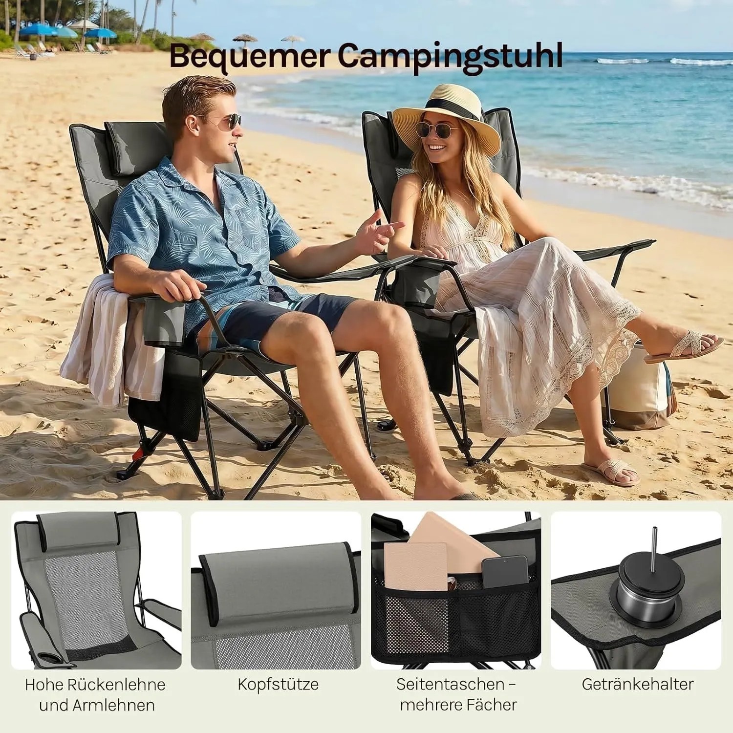 WOLTU Campingstuhl Faltbar Klappstuhl bis 150 kg Belastbar 2 Set_6
