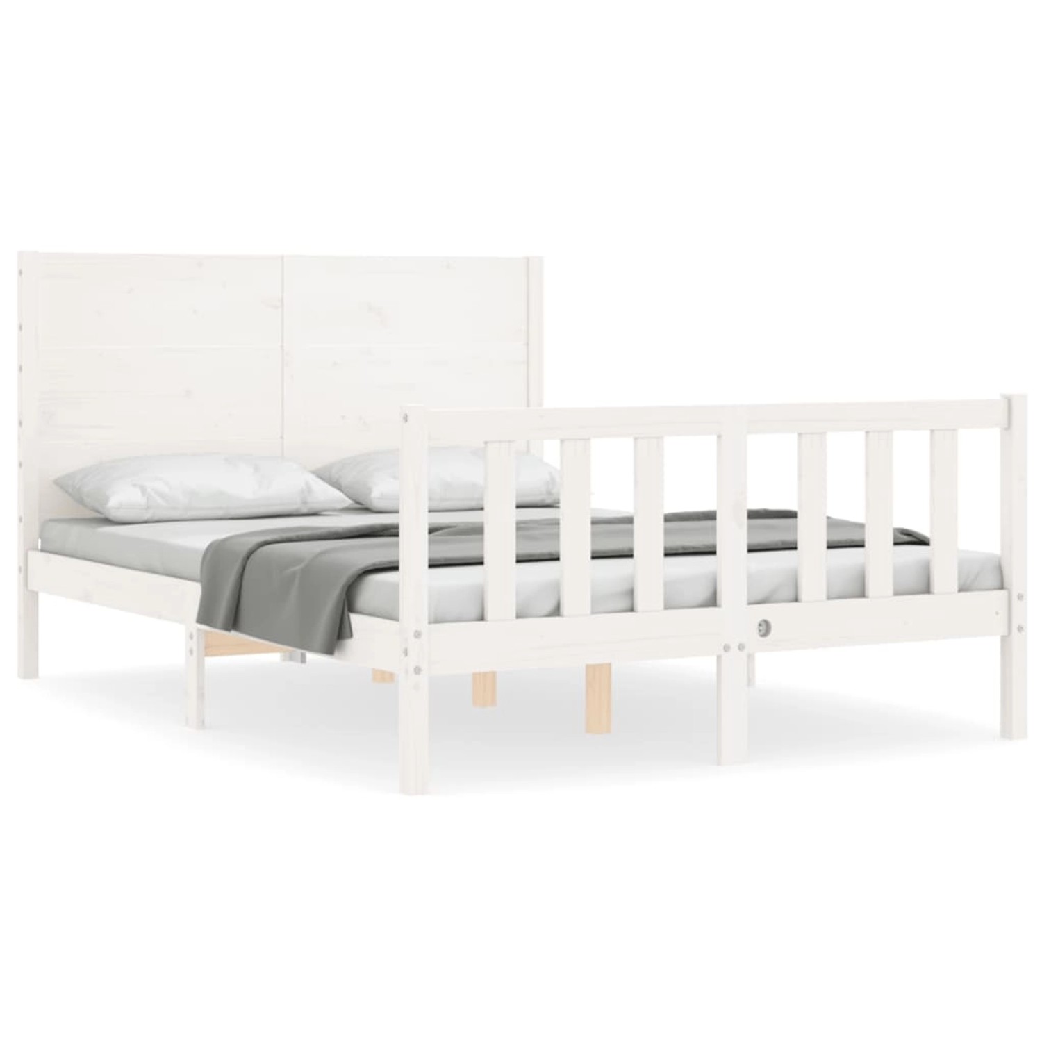 vidaXL Massivholzbett ohne Matratze Weiß 140x190 cm Kiefernholz 3192732 günstig online kaufen