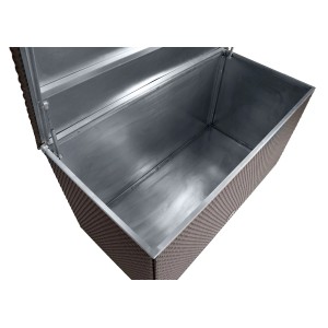 Wilk Aufbewahrungsbox m. Gasdruckfedern in Rattanoptik 61 x 118 x 64 cm Braun