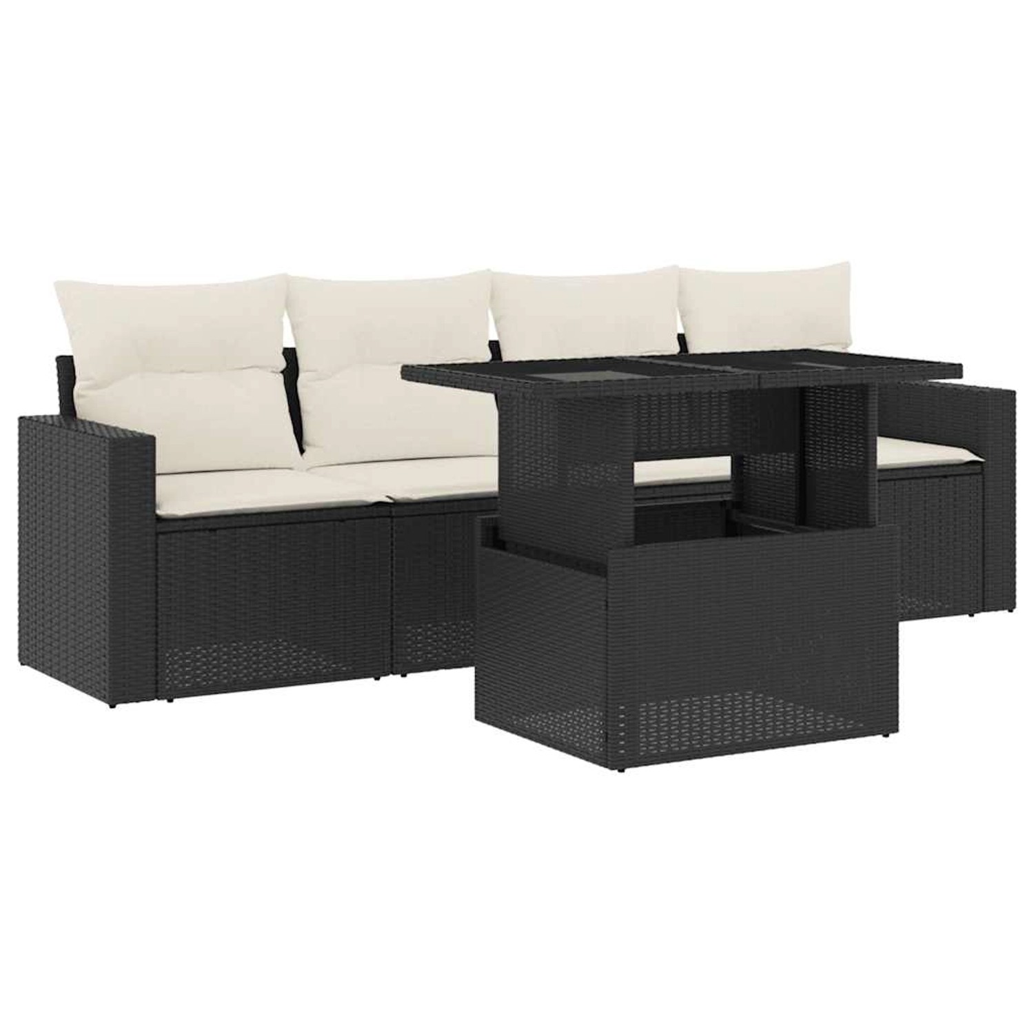 vidaXL 5-Tlg Garten-Sofagarnitur mit Kissen Schwarz Poly Rattan 3267096 günstig online kaufen