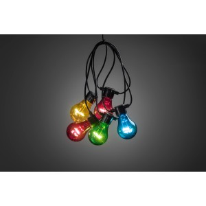 Konstsmide LED-Lichterkette mit 5 bunten Leuchtmitteln, batteriebetrieben für den Außenbereich.