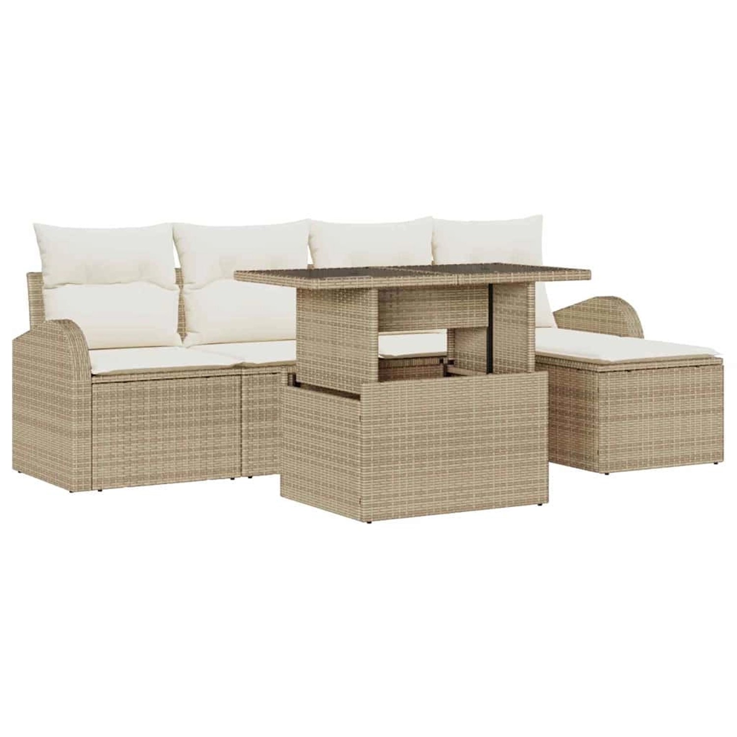 vidaXL Garten-Sofa-Set mit Kissen 6-Tlg Beige Poly Rattan 3348627 günstig online kaufen