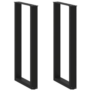 Zwei schwarze U-förmige Bartischbeine aus Stahl, 40x100 cm, für DIY-Möbel.