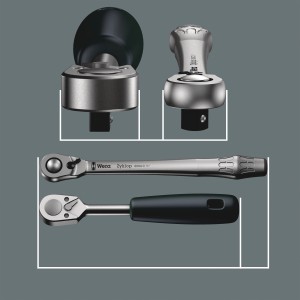 Wera Zyklop Metal-Knarre 8004 C mit Umschalthebel, 13 mm (1/2) Antrieb. Schlüssel & Abzieher.