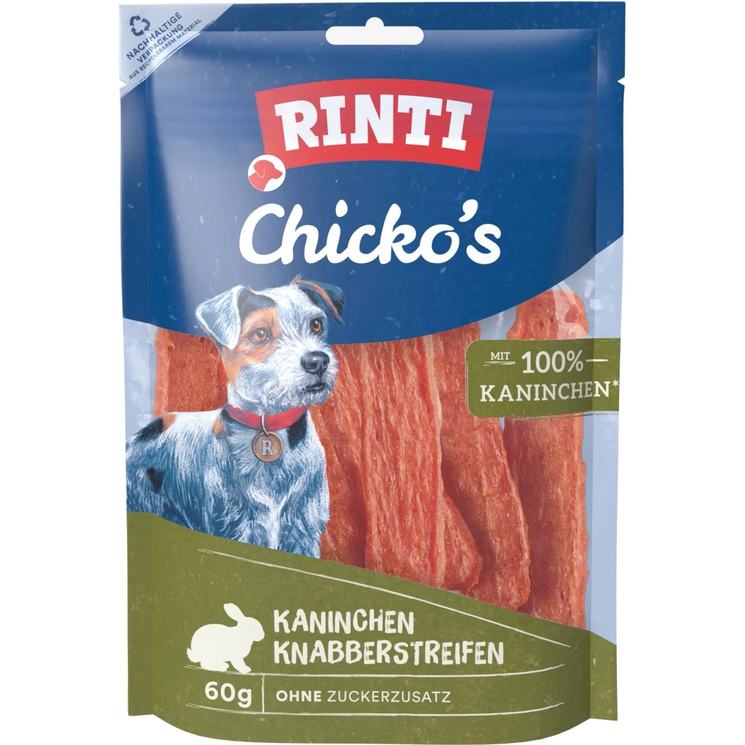 Rinti Hunde-Natursnacks Chicko Kaninchenstreifen 60 g