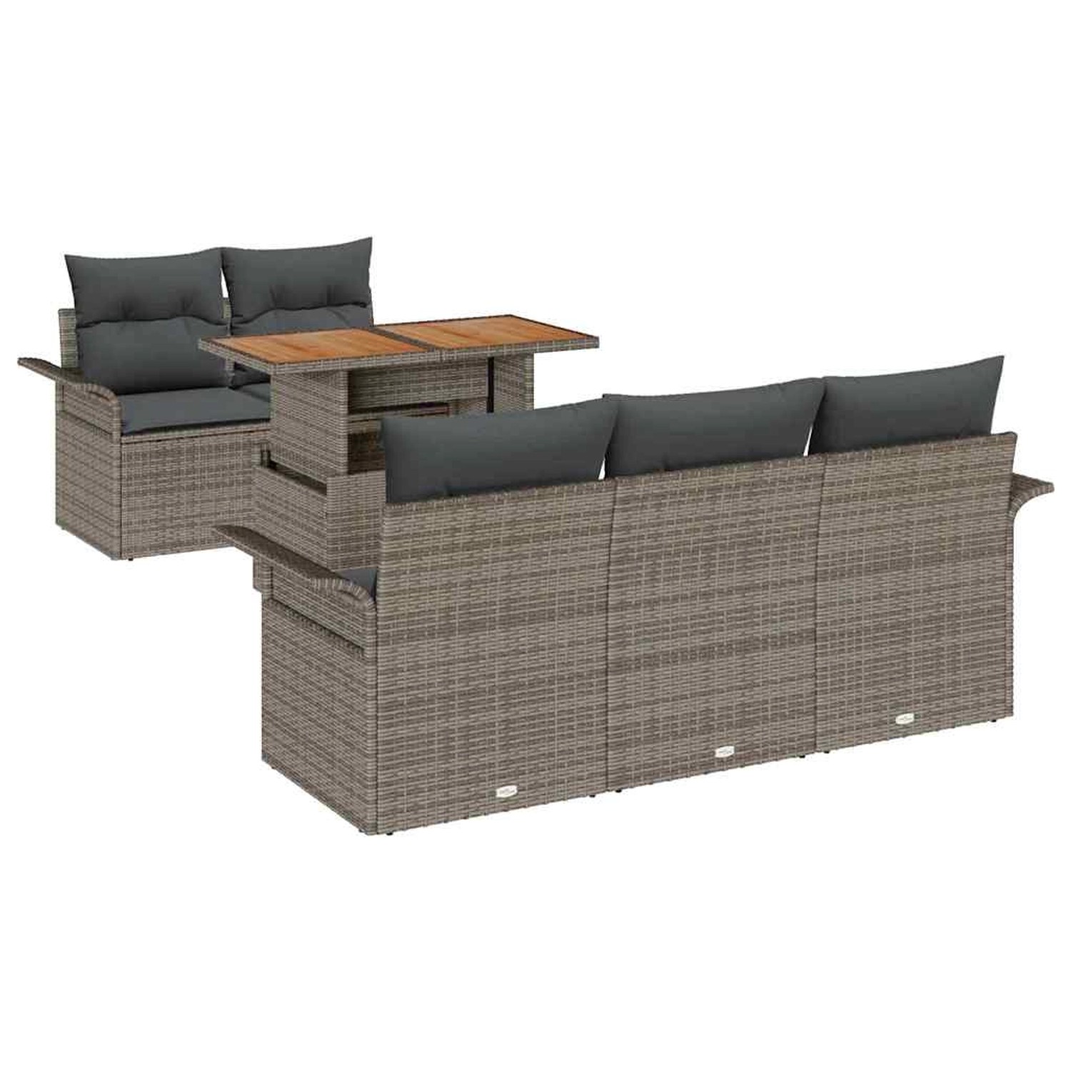 vidaXL Garten-Sofa-Set mit Speicher 6-Tlg Grau Poly Rattan 3358008 günstig online kaufen