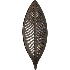Solar Dekospieß Palmenblatt in Antikbronze mit warmweißen LEDs für Garten und Außenbereich.