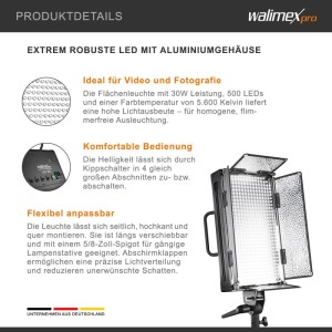 Walimex Pro Led 500 Flächenleuchte 30W Flächenlicht Videoleuchte Studioleuchte