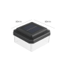 Schwarze 80x80mm Solar Zaunleuchte mit Solarpanel und transparentem Gehäuse für Zaunpfosten. LED Beleuchtung.