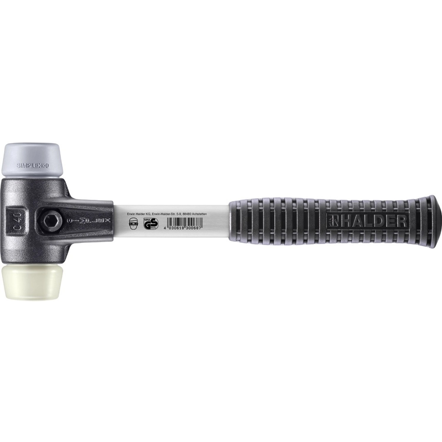 Halder Simplex Schonhammer Ø 40 mm TPE-mid Grau   Nylon mit Verstärktem Tem günstig online kaufen