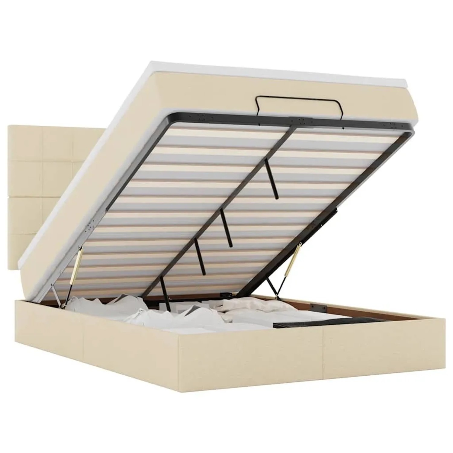 vidaXL Ottoman-Bett mit Matratze & LEDs Creme 140x200 cm Stoff 3314015