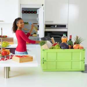 Relaxdays Klappbox Polypropylen Grau Stabil Faltbar 31,5 cm x 58,5 cm x 40 cm