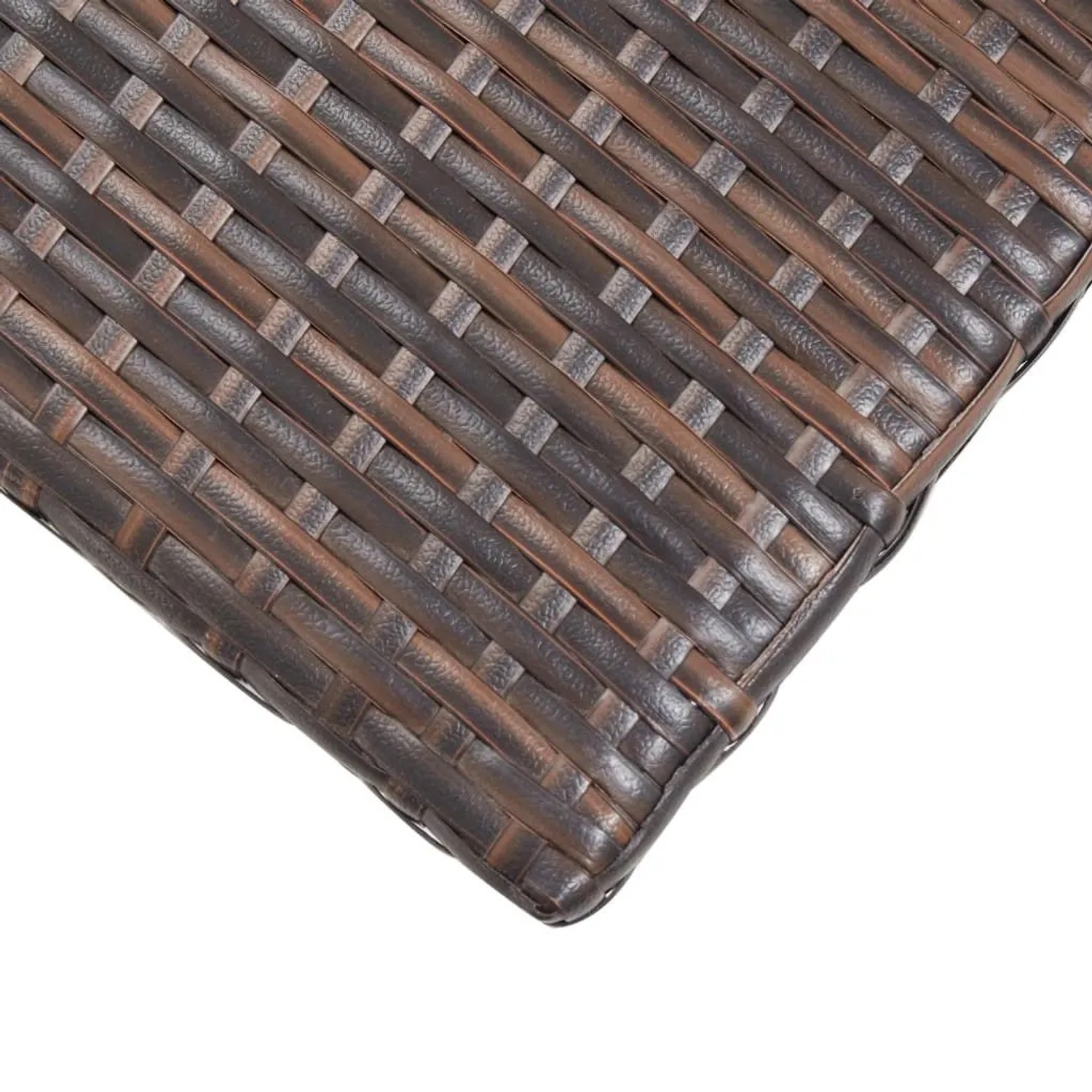 Detailaufnahme: Brauner Furnicato Beistelltisch aus Poly Rattan, Gartentisch.