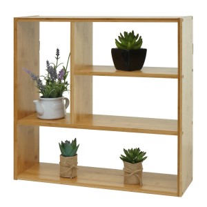 BERLINLODGE Wandregal HxBxT 50x50x15cm Hängeregal Schweberegal Regal Mit 4 Fächern Bambus