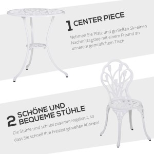 Furnicato Sitzgruppe, 2 Personen, weißes Aluminium: Tisch und Stühle für den Garten.