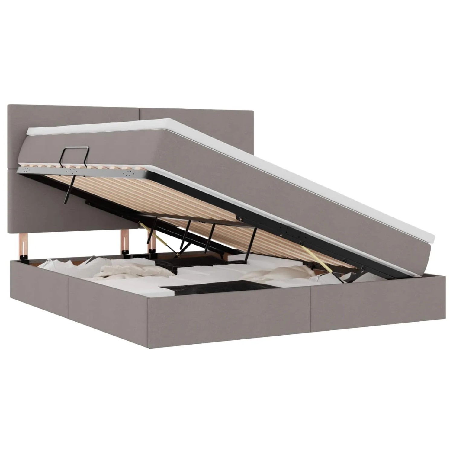 vidaXL Stauraumbett mit Matratze Taupe 180 x 200 cm Kunstleder 3371736 günstig online kaufen