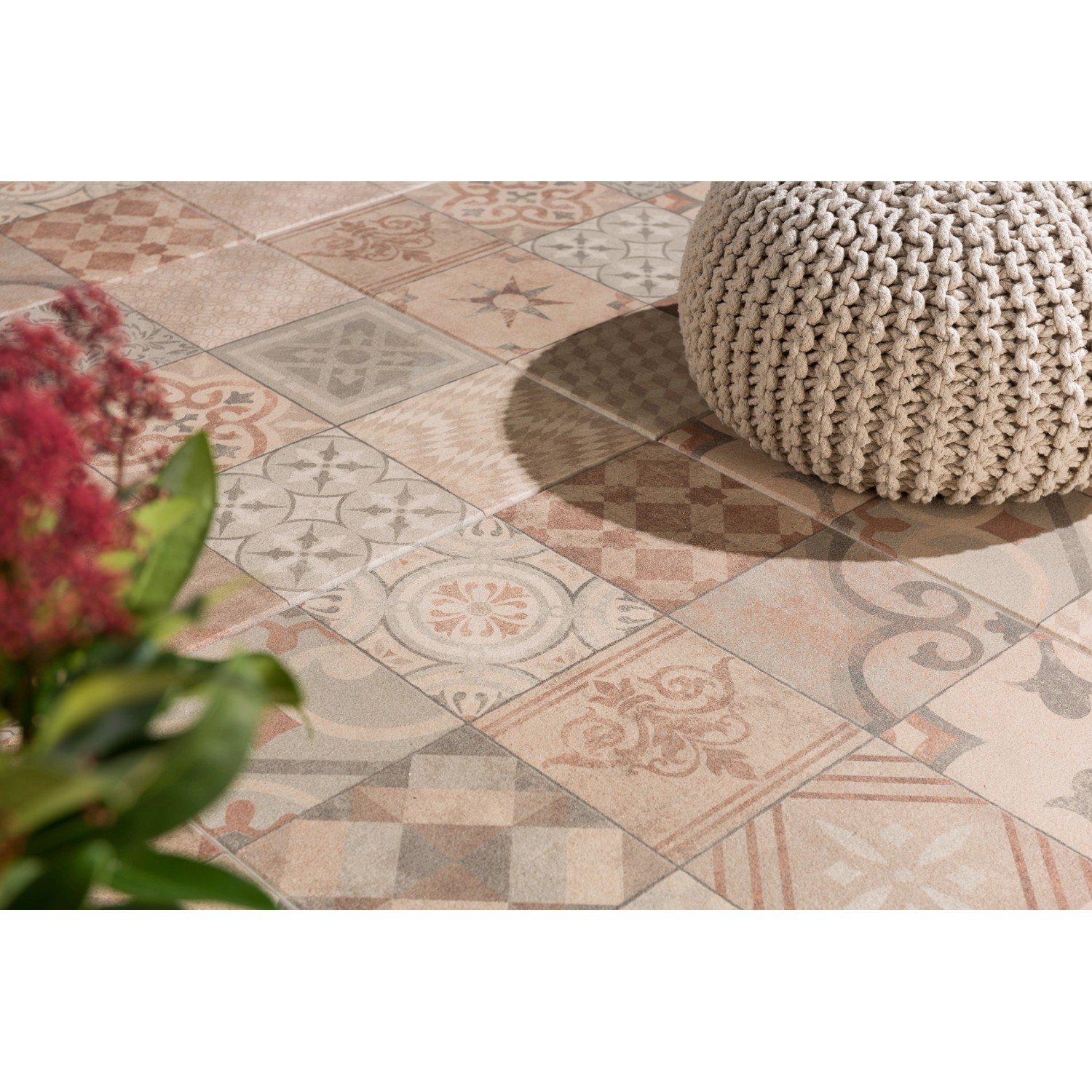 EHL Terrassenplatten Mosaik Salihari beige-grau, orientalische Muster für Terrasse und Garten.