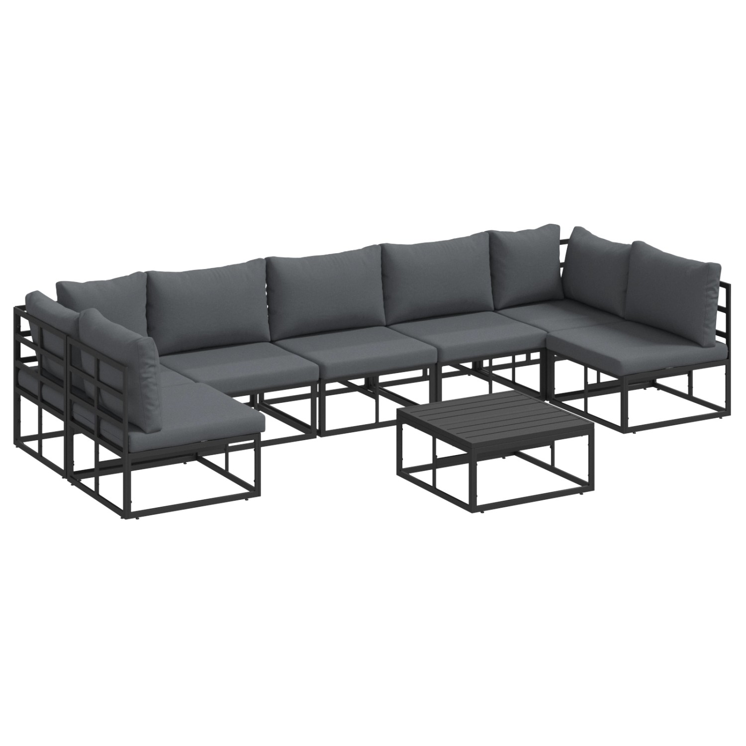 vidaXL Garten-Sofa-Set mit Kissen 8-Tlg Schwarz Aluminium 3378851 günstig online kaufen