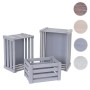 3er Set graue MCW Holzkisten im Shabby Look, ideal zur Aufbewahrung.