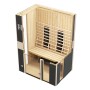 Weka Infrarotkabine Mila 2 Sparset: Anthrazitfarbene Kabine mit Glasfront, Sitzbank und Zubehör.