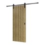Radex Schiebetür-Komplettset Akustikpaneel Lamette, 95x210 cm, mit Lamellen-Design und schwarzer Schiene.