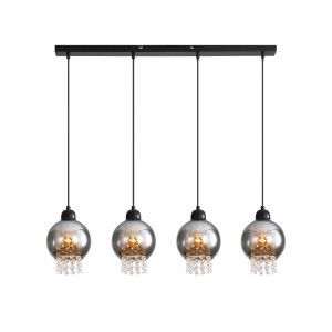 ZMH Pendelleuchte 4 flammig Vintage Rauchglas E27 Hängeleuchte für Wohnzimmer Schlafzimmer Küche