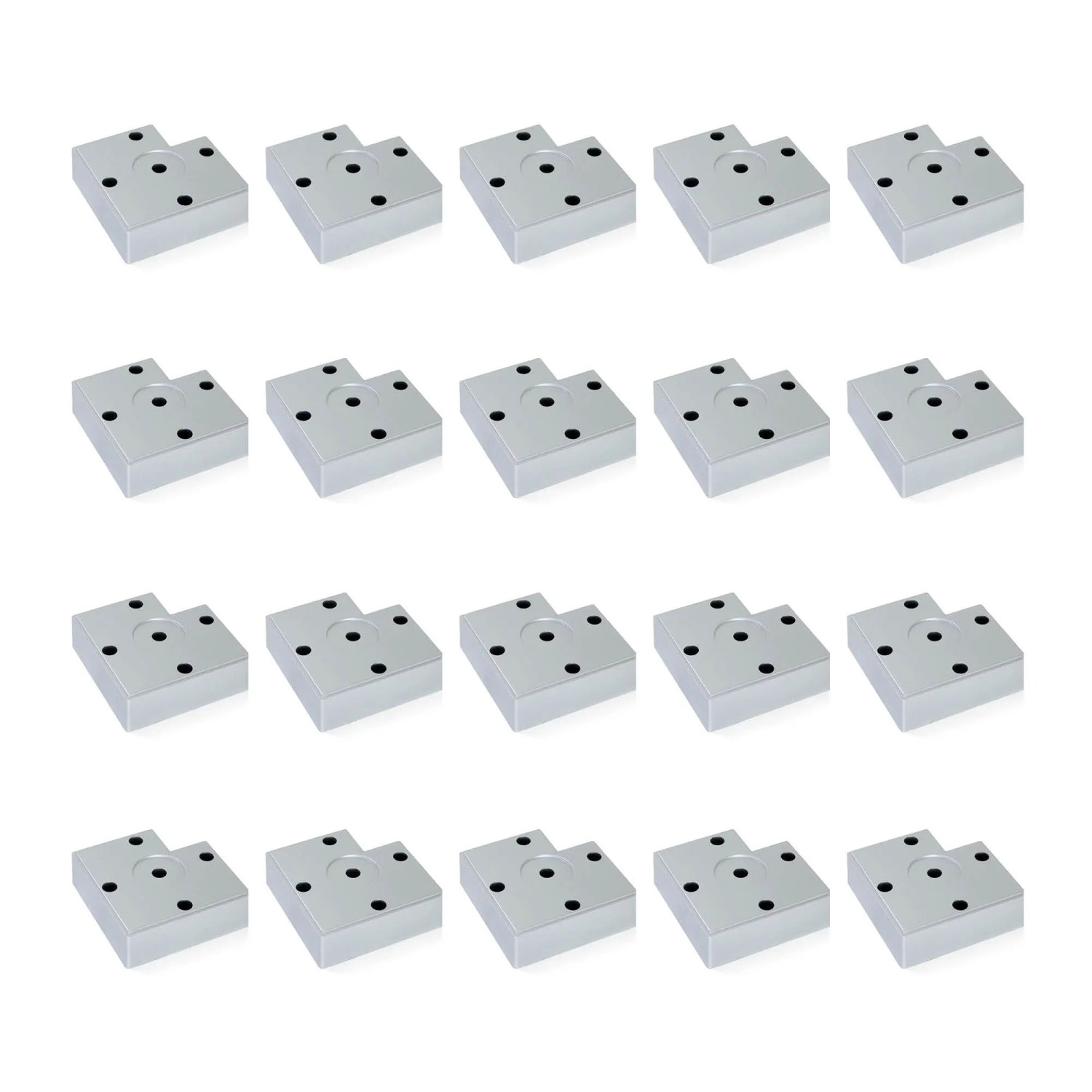 Emuca Lot von 20 Möbelfüße Alumix 7 Höhe 15 mm Kunststoff Silbergrau
