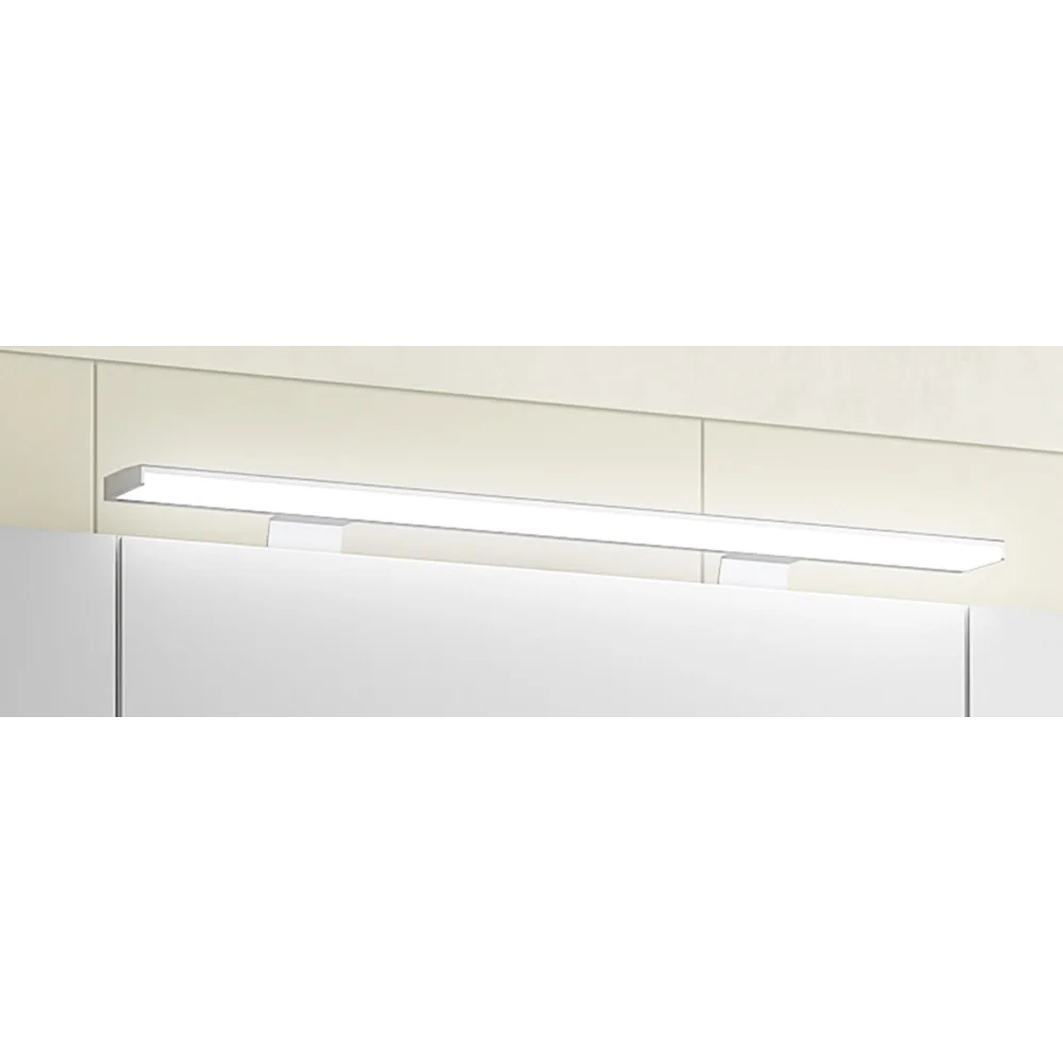 Pelipal LED Aufsatzleuchte, 60 cm, Chrom glänzend, für Spiegelschrank im Bad.