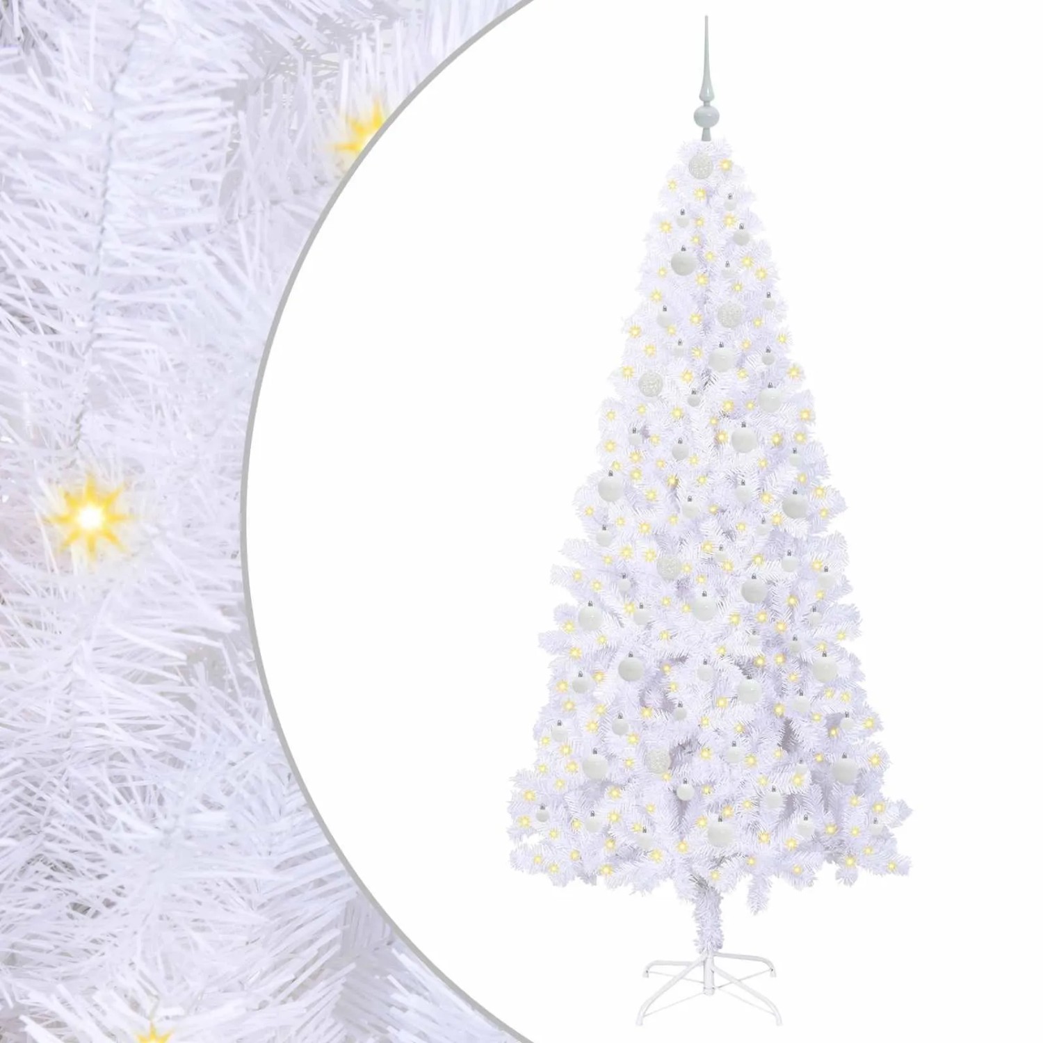vidaXL Künstlicher Weihnachtsbaum Weiß 210 cm PVC und Stahl 3426669