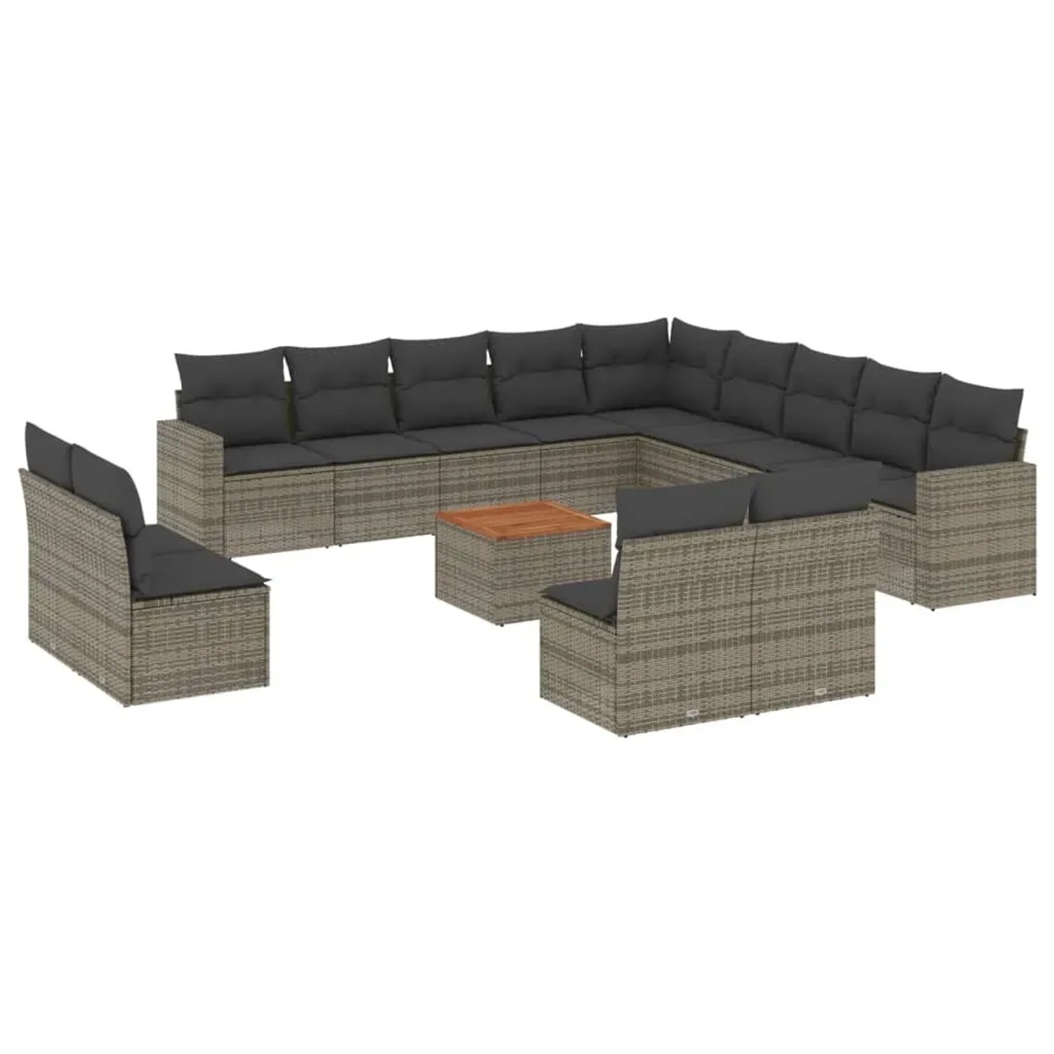 vidaXL 14-Tlg Garten-Sofagarnitur mit Kissen Grau Poly Rattan 3256711 günstig online kaufen