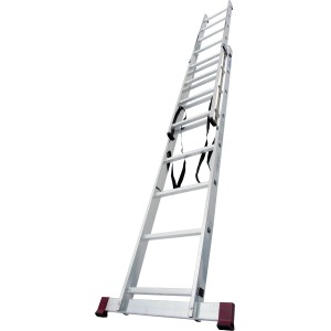 Krause Corda Mehrzweckleiter 2x11 Sprossen, aus Aluminium, als Anlege-, Steh- und Schiebeleiter nutzbar.