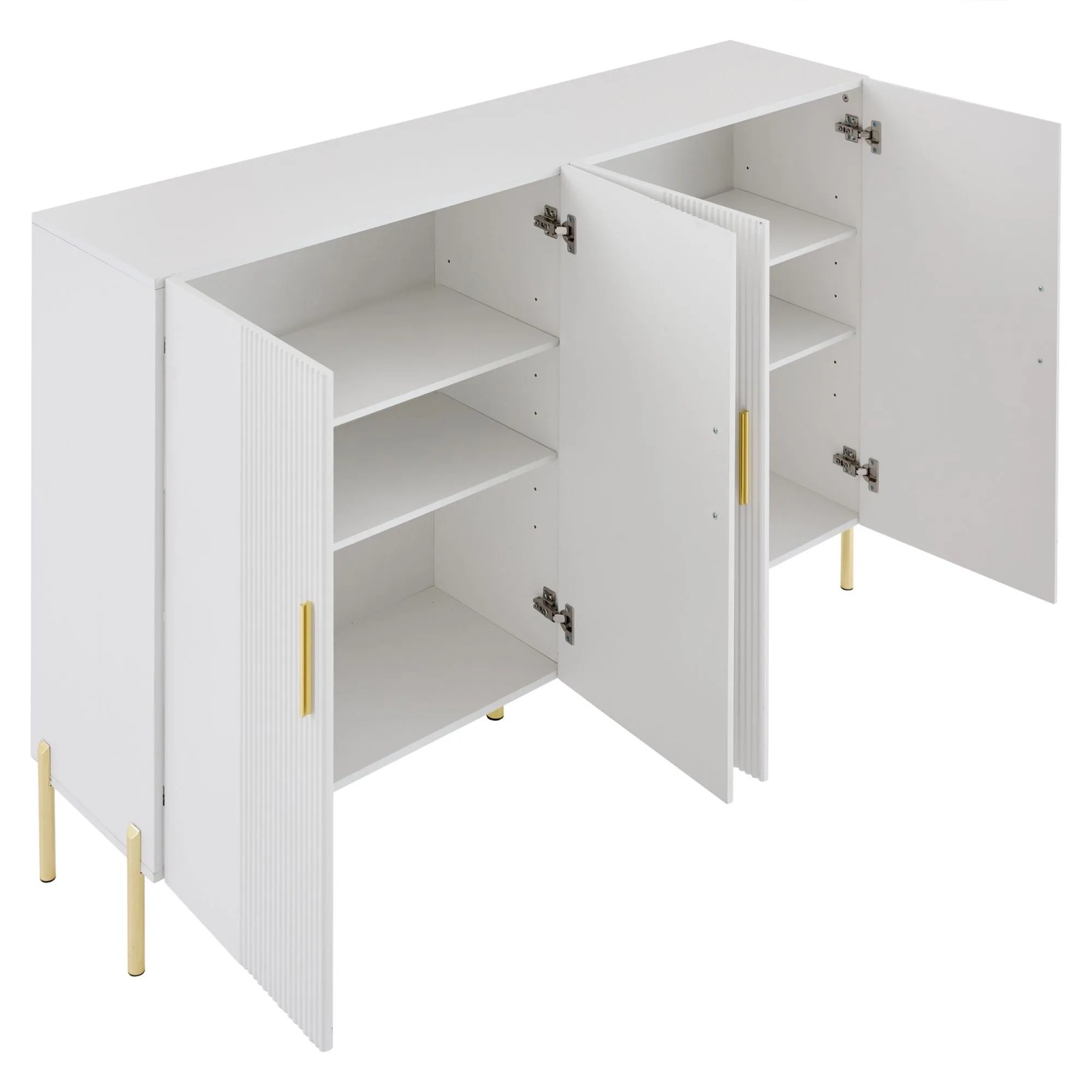 okwish Aufbewahrungsschrank mit Stauraum Esszimmer Wohnzimmer 160x35x100cm Weiß Gold