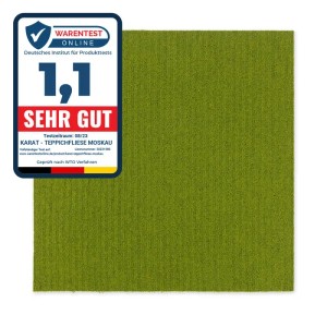 Grüne Karat Teppichfliese Moskau, selbstliegend, 50x50 cm. Strapazierfähiger Schlingenflor.