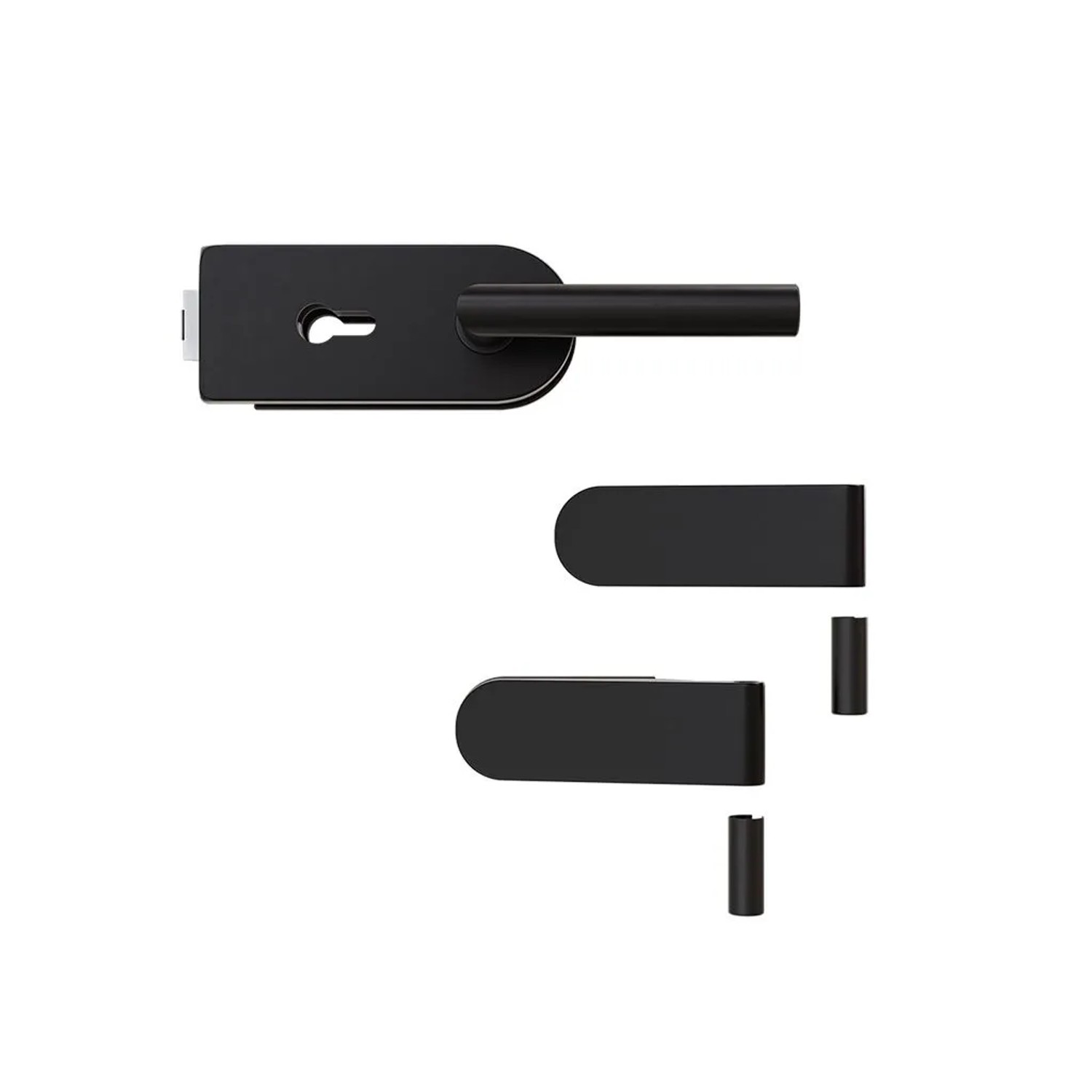 Hansaglas Glastürbeschlag Studio Profilzylinderschloss Gerundet Glastür Beschlag-Set Schwarz