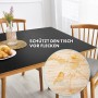 Schwarze KARAT Tischfolie Empire 100x150cm mit abgeschrägter Kante auf Esstisch, schützt vor Flecken.