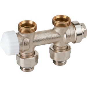 Vernickeltes IMI Heimeier Multilux Th-Ventil DN 15 in Durchgangsform für Heizungs-Installation.