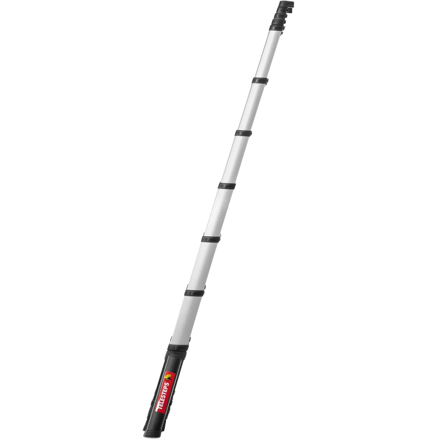 Hymer Teleskop-Anlegeleiter mit 11 Stufen, eingefahren. Kompakte Leiter für vielseitige Einsätze.