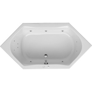 Ottofond Whirlpool Corsica Komfort, 200x100 cm, weiße Eck-Badewanne mit Massagedüsen.