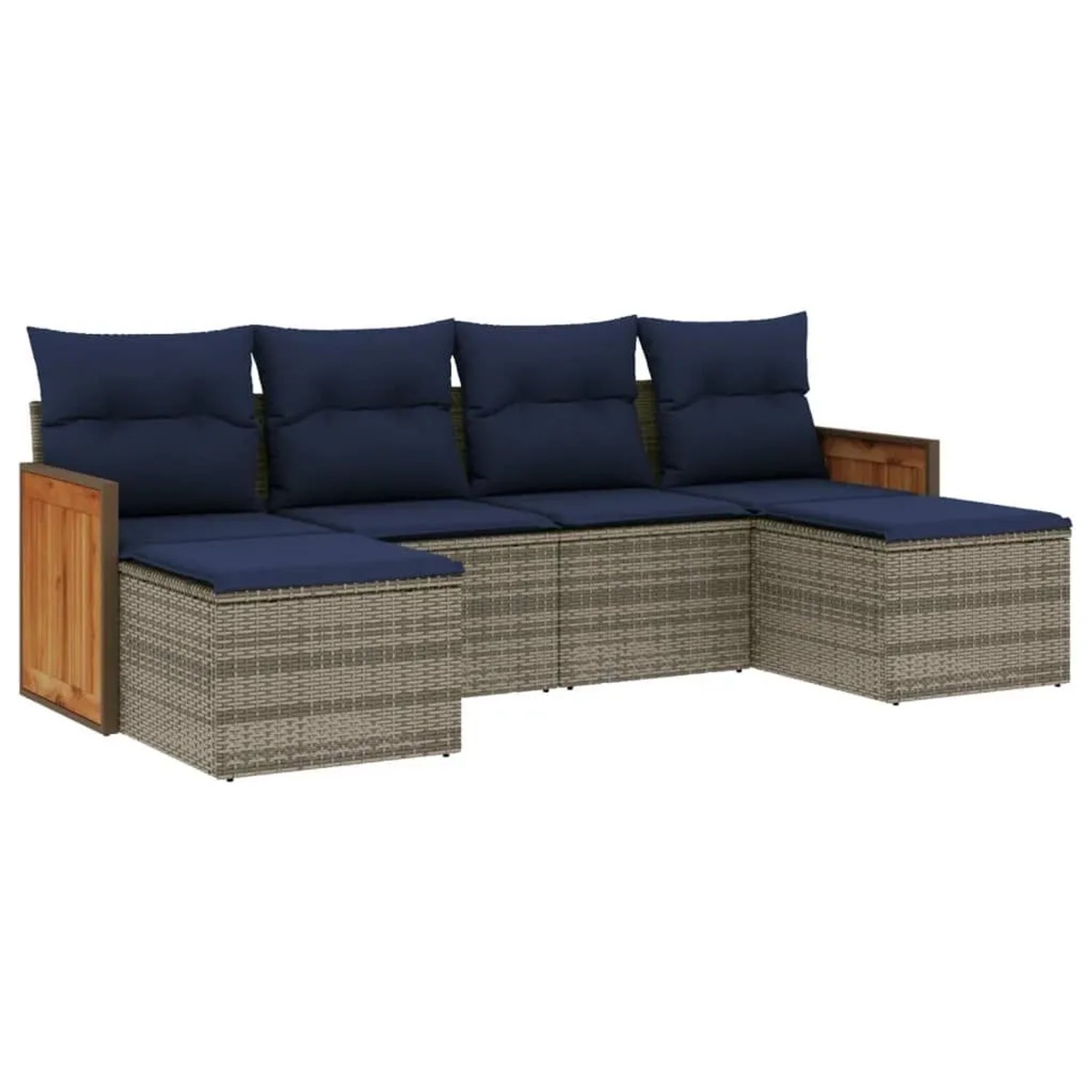 vidaXL 6-Tlg Gartensofa-Set mit Kissen Grau Polyrattan 3227902 günstig online kaufen