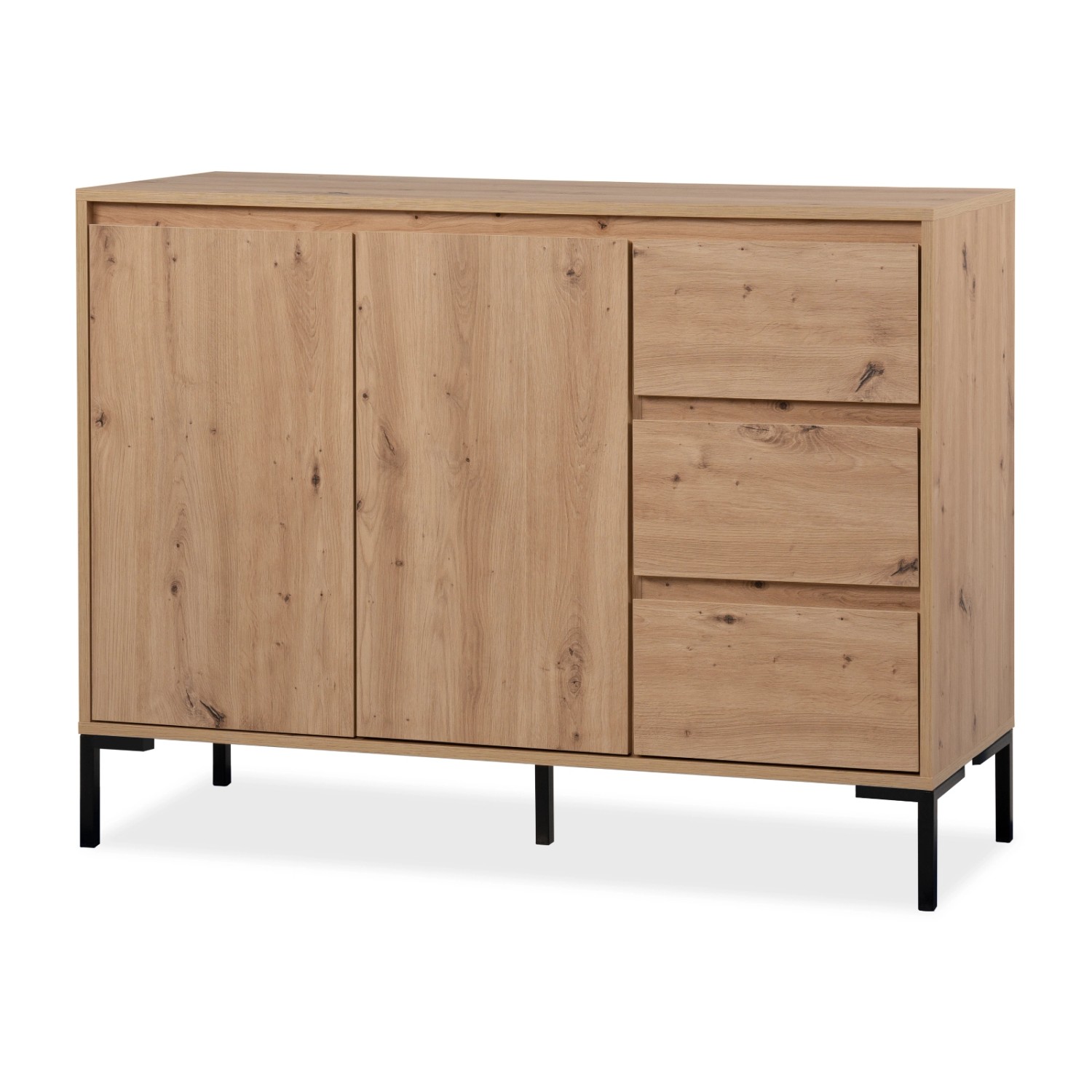 Furn.Design Kommode Eiche Artisan 120 cm 2 Türen 3 Schubkästen Modern Basti günstig online kaufen
