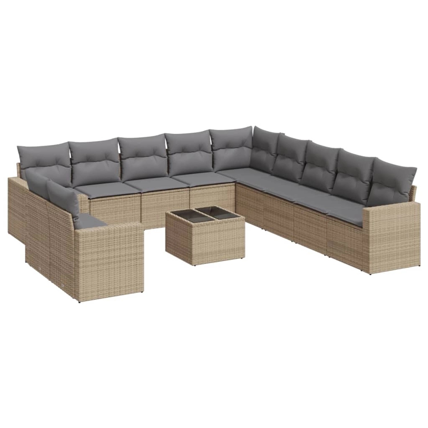 vidaXL 12-Tlg Garten-Sofagarnitur mit Kissen Beige Poly Rattan 3219189 günstig online kaufen