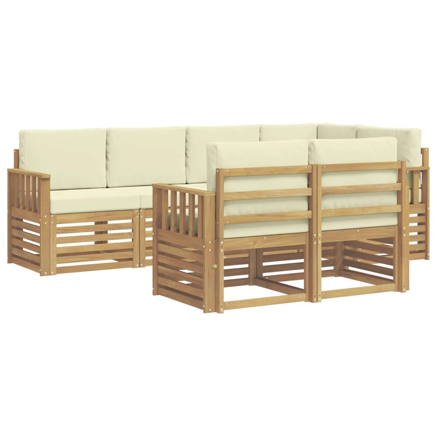 vidaXL Outdoor-Sofagarnitur 7-Tlg Weiß und Creme 247 x 128,5 x 73 cm 3391985