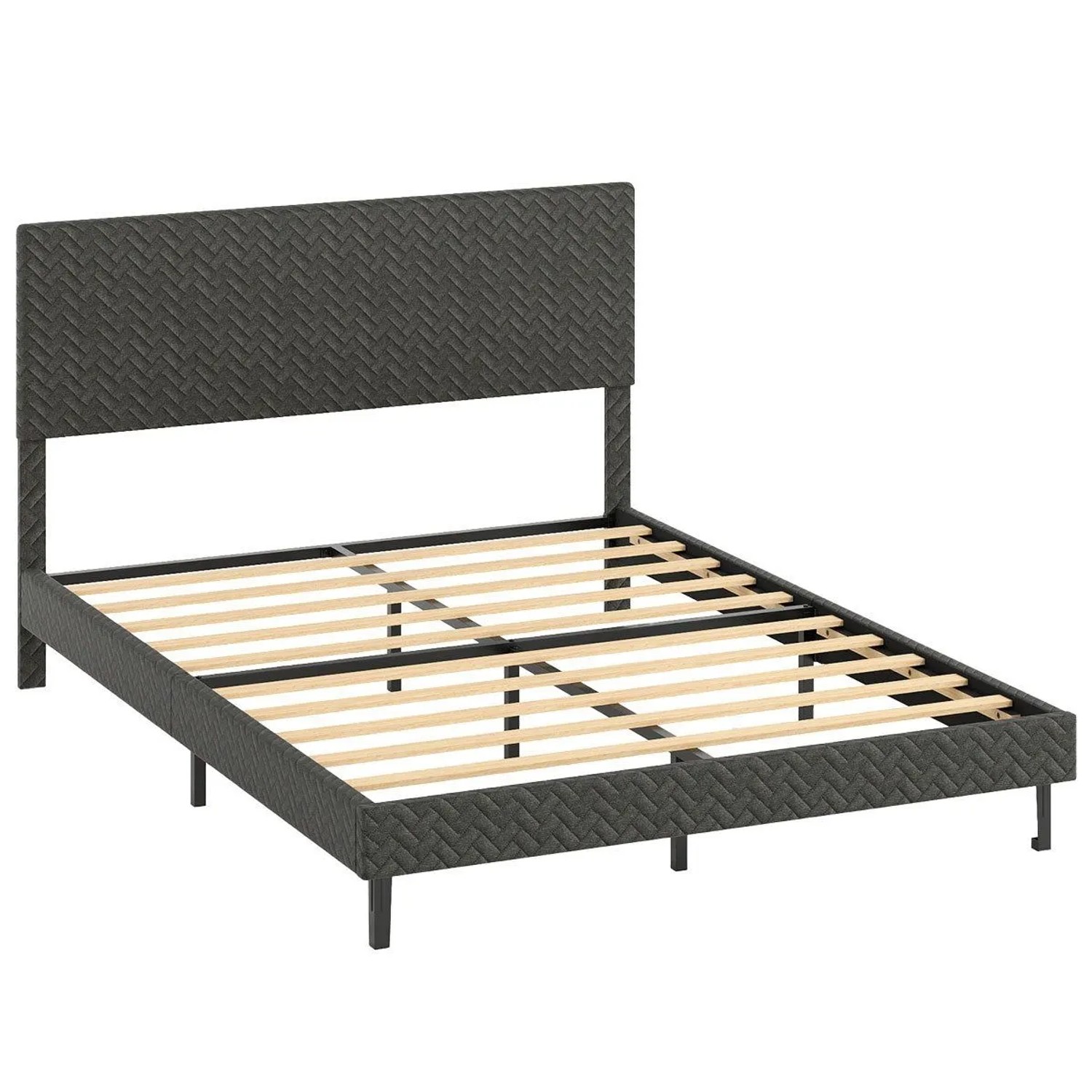 Costway Polsterbett mit Höhenverstellbarem Kopfteil 160 x 200 cm