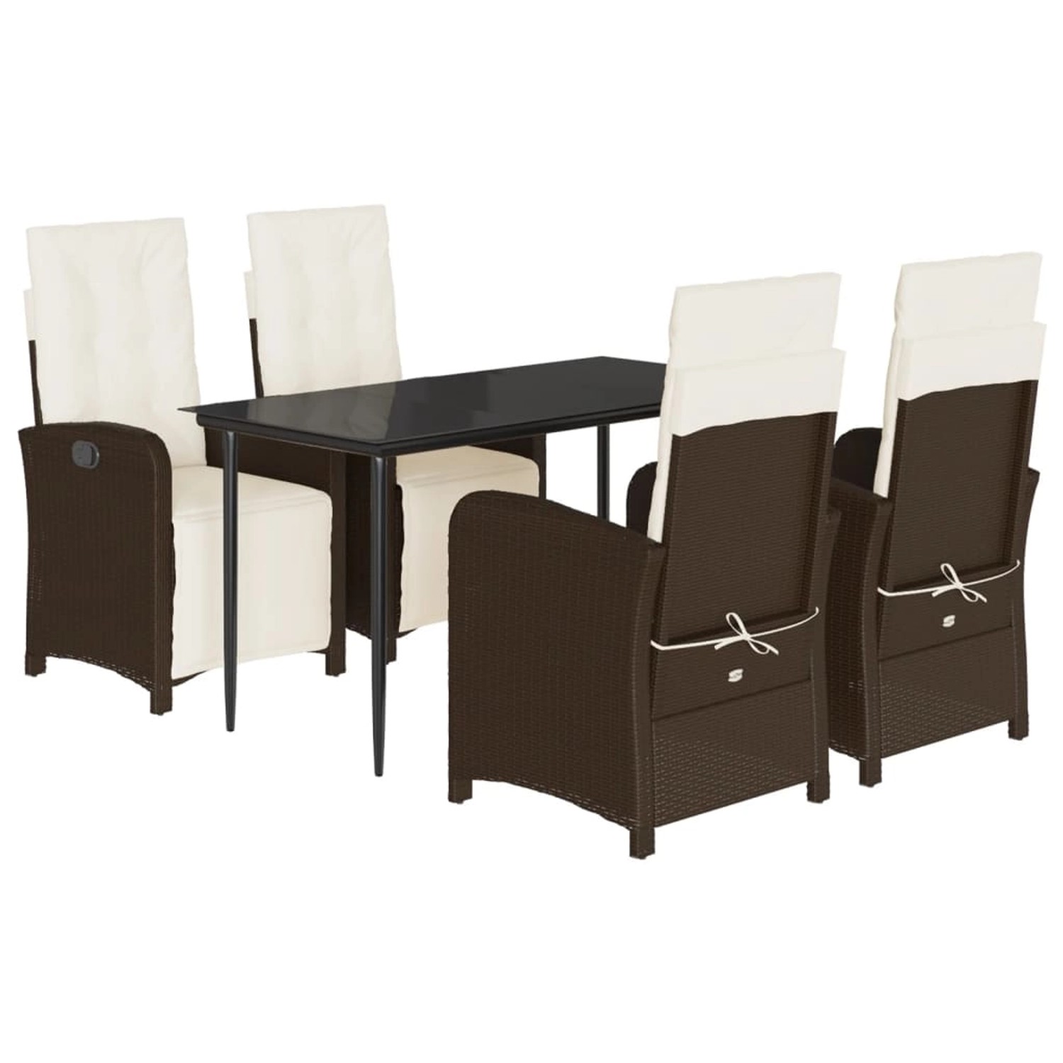 vidaXL 5-Tlg Garten-Essgruppe mit Kissen Braun Poly Rattan 3212544 günstig online kaufen