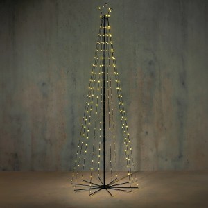 Schwarzer Luca Lighting Outdoor-Baum, 185 cm, mit 80 warmweißen LEDs als Weihnachtsdekoration.
