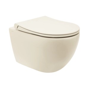 Vitra Wand-WC Project, beige matt, spülrandlos, mit SoftClose WC-Sitz. Modernes Hänge-WC für Ihr Bad.