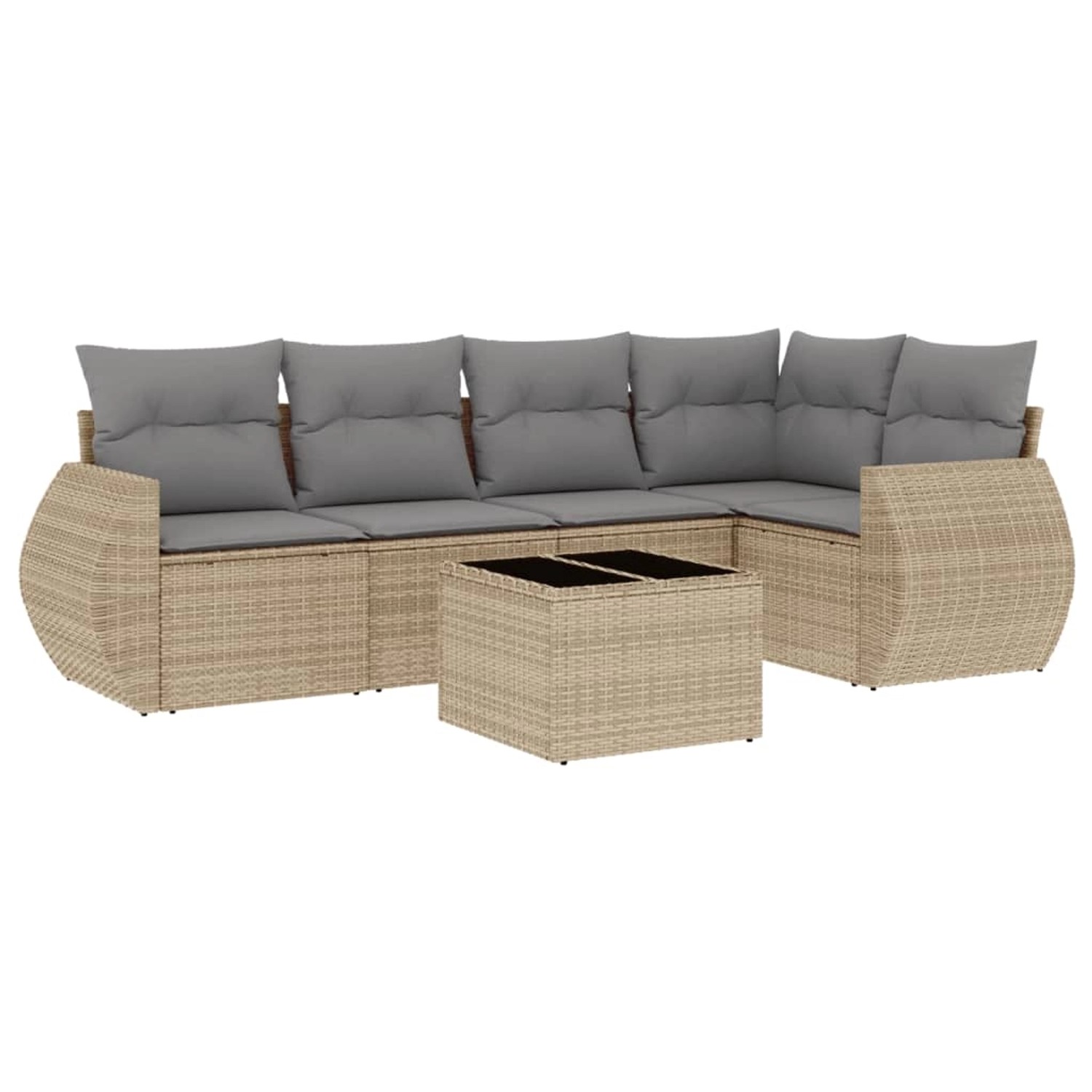 vidaXL 6-Tlg Garten-Sofagarnitur mit Kissen Beige Poly Rattan 3221338 günstig online kaufen