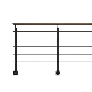 Kordo Geländerset, 2m, Alu schwarz, Handlauf Kebony, seitliche Befestigung, Opalu.